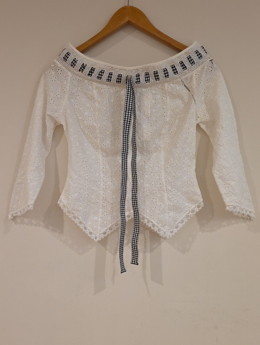 NEW $189 FOR LOVE AND LEMONS ROSIE RIBBON WHITE EYELET TOP SIZE S